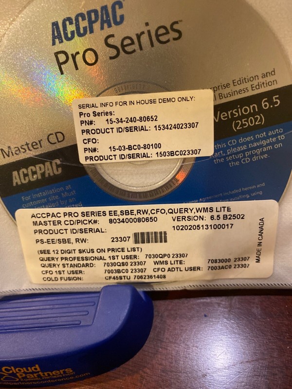 NEW ACCPAC Pro Series 6.5 EE, SBE, CFO, Query, WMS, INFO. Master CD. All module gallery