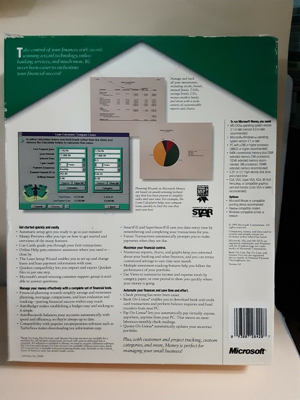 Microsoft Money 3.0_ Full Version with Floppy Disk 3.5" _ Retail Box gallery