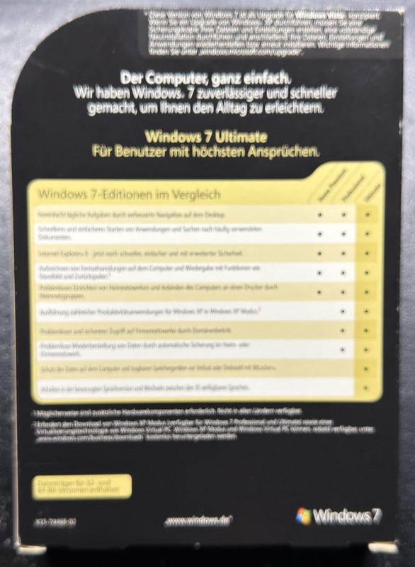 Microsoft Windows 7 Ultimate Upgrade - 2 DVD German - Original Packaging with P.Key - GLC-00206 gallery