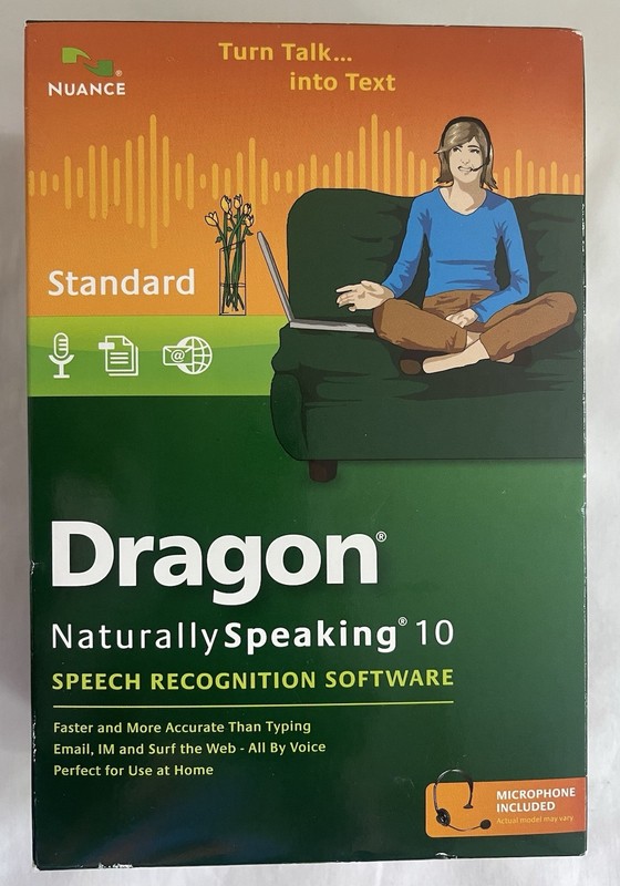 Nuance Dragon Naturally Speaking 10 Speech Recognition Software & Mic New sealed