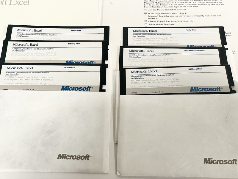 RARE Microsoft Excel Version 2.10 for IBM Personal System/2 + Inserts gallery