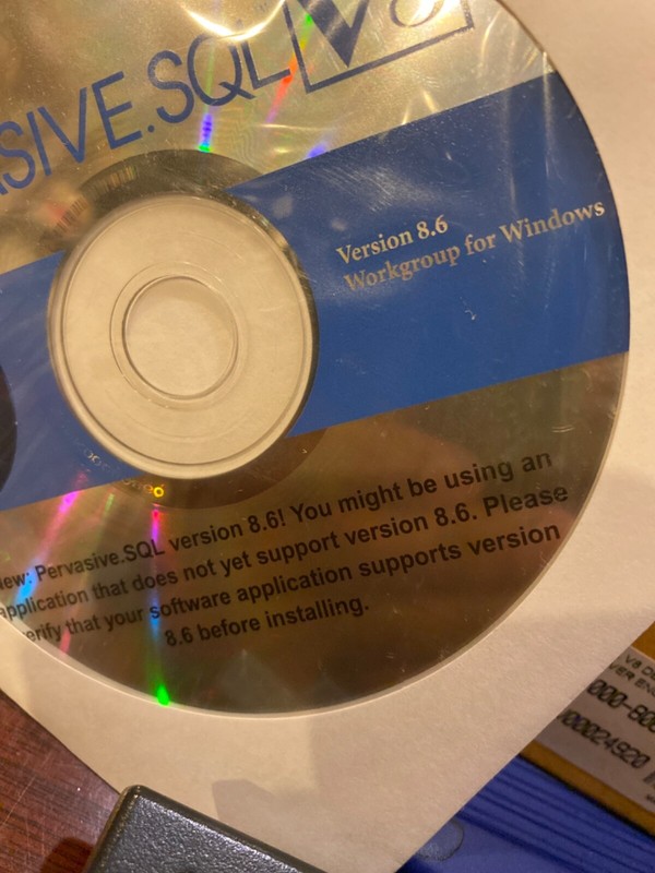 NEW 2 CDs Pervasive.SQL Server version 8.6 for Windows Server and Workgroup gallery