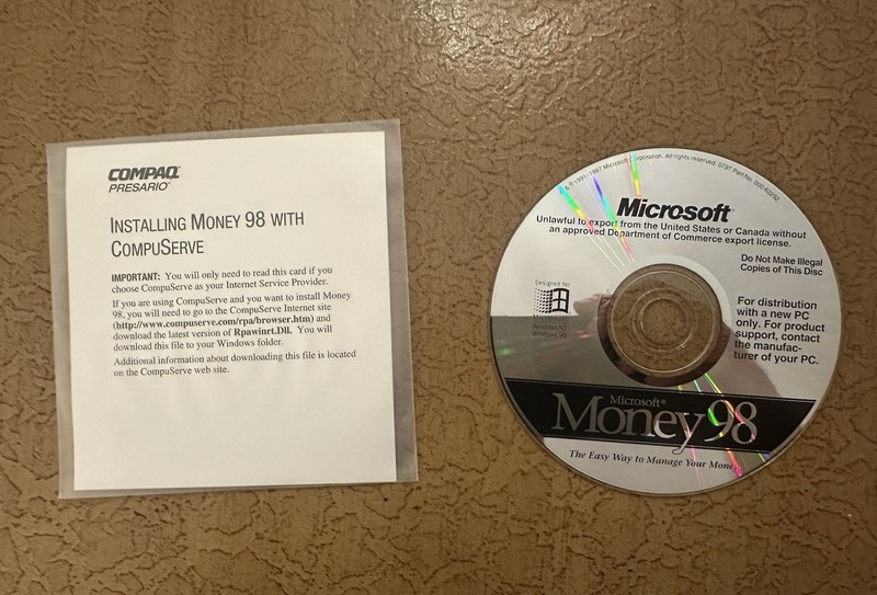 Microsoft Money 98 CD DISC ONLY Personal Finance Software PC Windows NT 95