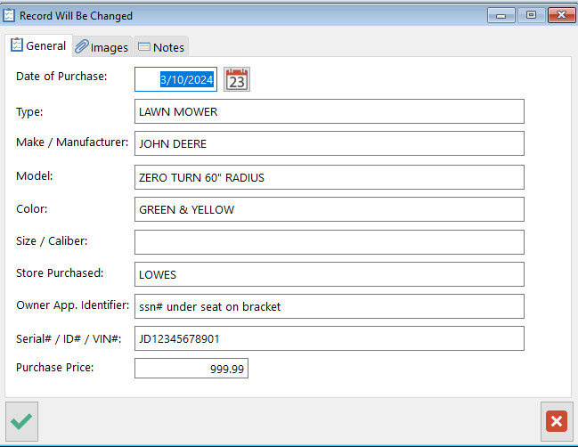 @@@ Home Inventory Tracking Software w/ photos, notes & reports (.pdf/.xls) @@@ gallery