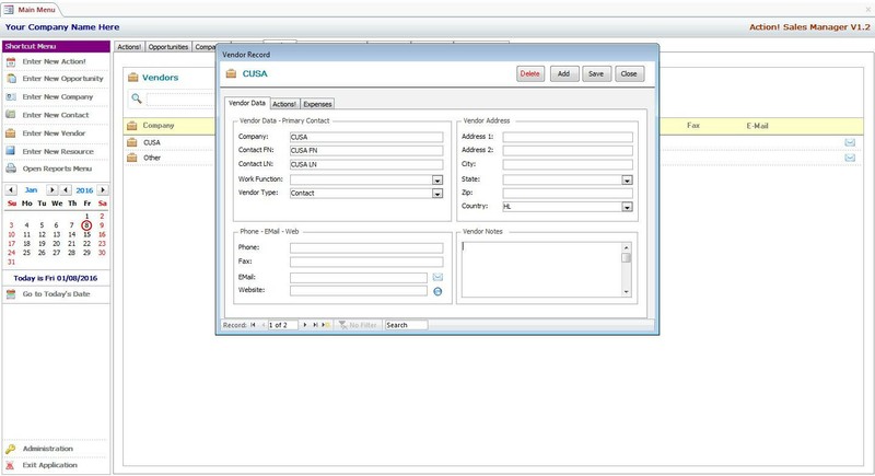MS Access Based Sales Manager CRM Software - Use As-Is or Customizable gallery