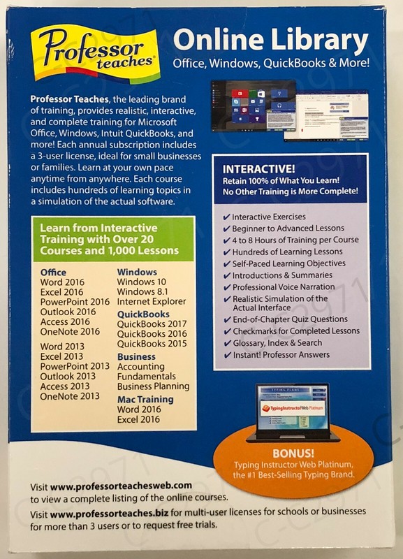 Professor Teaches Online Library Train for MS Office, QuickBooks, Windows 10 NEW gallery
