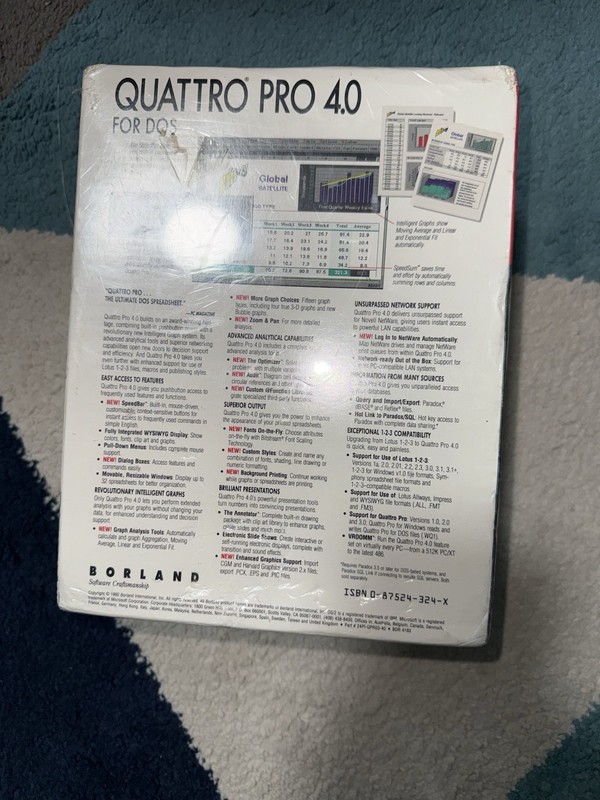 Borland Quattro Pro 4.0 Software for DOS 3.5" Floppy Disks and Reference Guides gallery