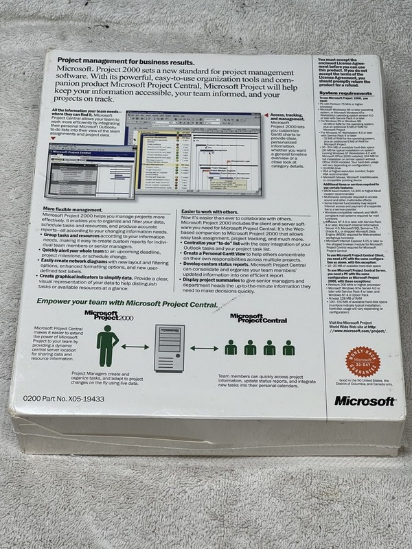 Microsoft Microsoft Project 2000 X05-19433 Retail boxed CD (sealed shrinkwrap) gallery