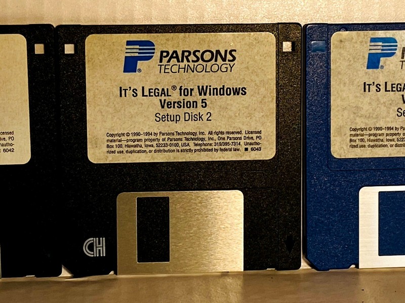 Parsons ® Technology ITS LEGAL for Windows version 5 Disc 1-3,3.5" Floppy- LIL-C gallery