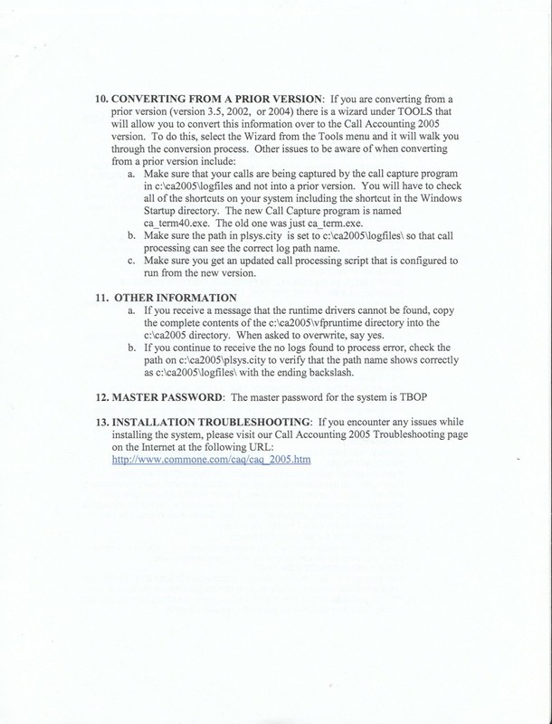 Comm One PBX CDR CALL DETAIL RECORD SMDR SOFTWARE 2005 VERSION gallery