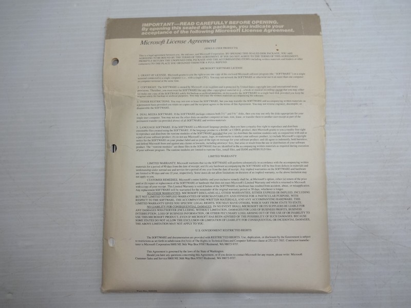 Microsoft Macro Assembler 5.1 MS OS/2 & MS-DOS Software 5.25″ Disks
