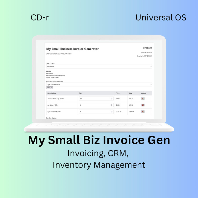 Universal O.S. - Small Business Invoice Generator, CRM and Inventory Management
