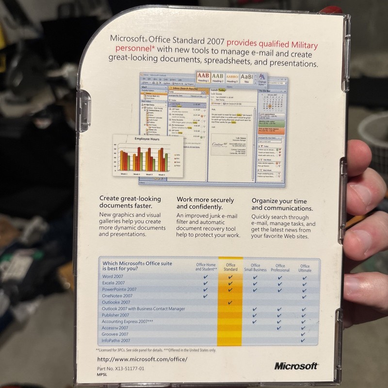 Microsoft Office Standard 2007 Military Edition W/ Product Key & COA -NEW SEALED gallery
