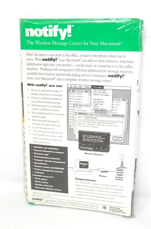 Ex Machina Notify Vintage Software Macintosh Wireless Message Center New SEALED gallery