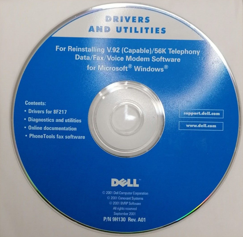 Dell 8F217 V.92 Modem Software P/N: 9H130