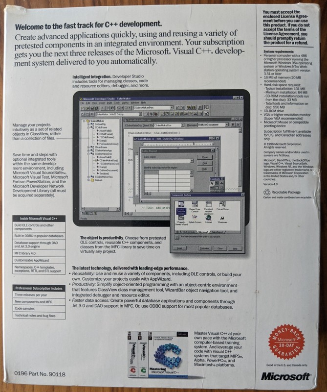 Microsoft Visual C++ 4.0 Professional Subscription - Sealed NOS gallery