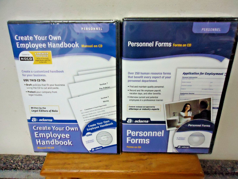 2 NEW! Adams Human Resource Forms & Create a Employee Handbook on CD ROM! F/S!