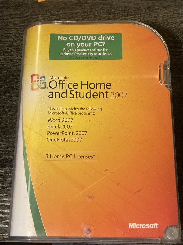 Microsoft MS Office Home and Student 2007 Word Excel PowerPoint OneNote W/ Key