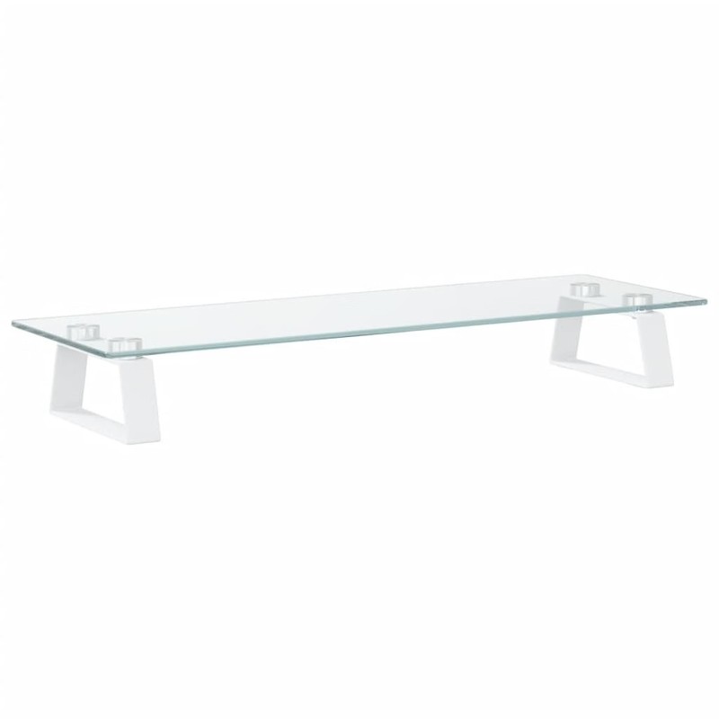 Monitor Stand White 23.6"x7.9"x3.1" Tempered Glass and Metal gallery