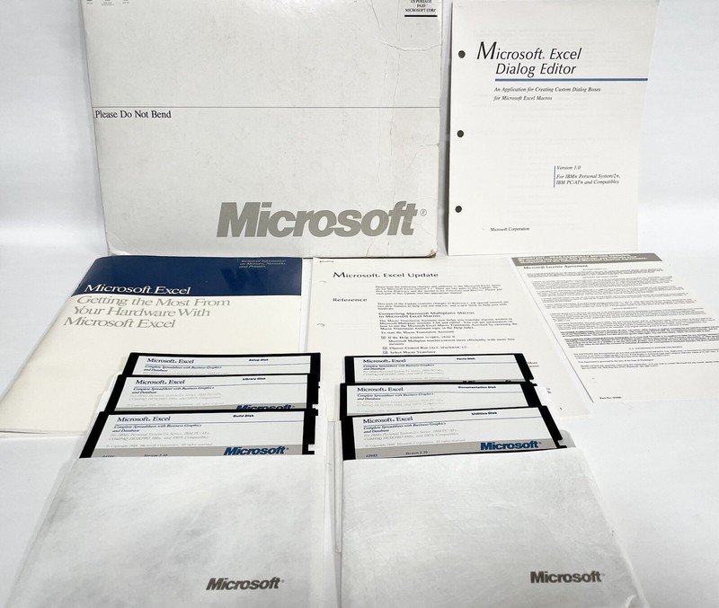 RARE Microsoft Excel Version 2.10 for IBM Personal System/2 + Inserts