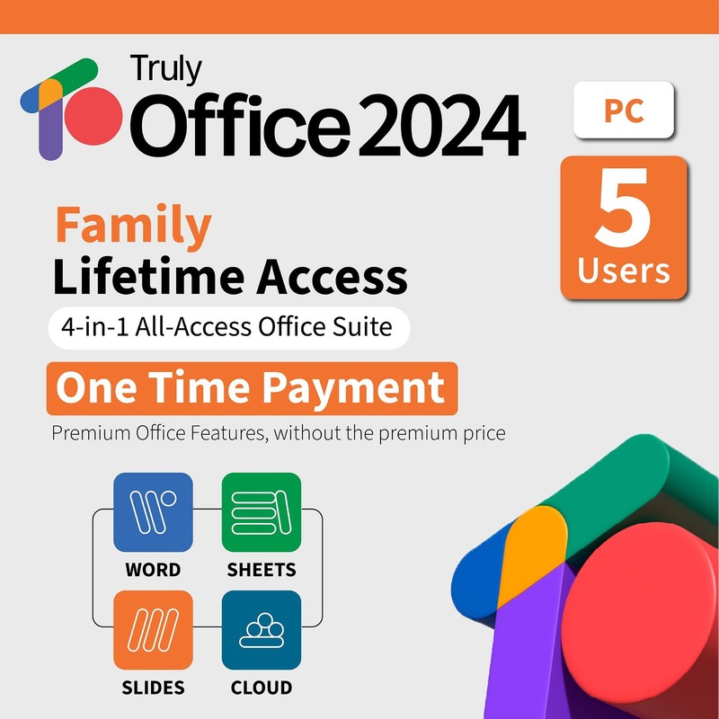 TrulyOffice 2024 Family Lifetime License for Windows | 4 in 1 All Access