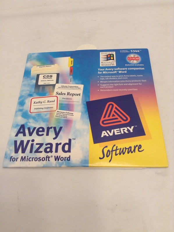 Brand New Sealed Avery Wizard 5344 For Microsoft Word... NOS Windows 95