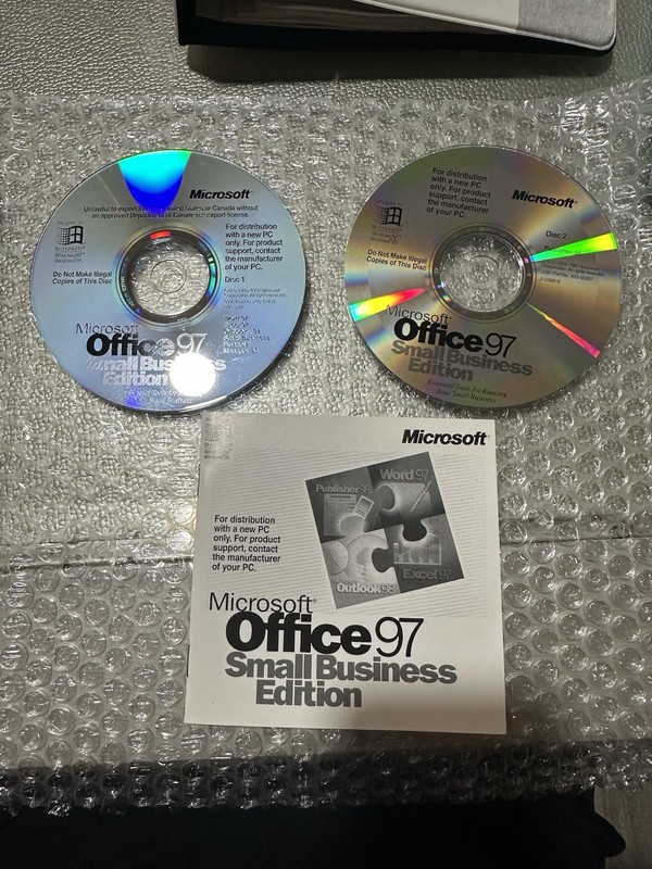 Vintage Microsoft Office 97 Small Business Edition - 2-Disc Set & Manual -NO KEY