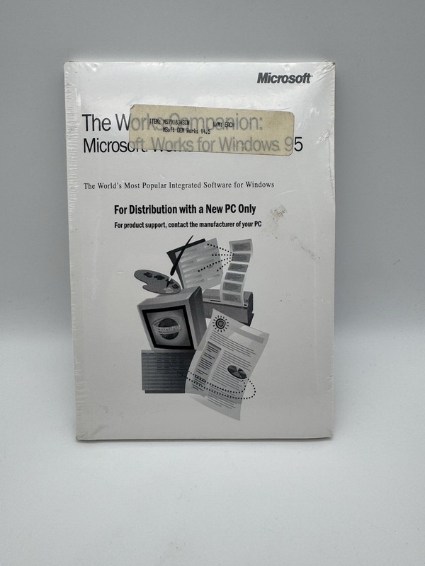 SEALED NOS Microsoft Works 4.5a OEM Windows 95 Certificate