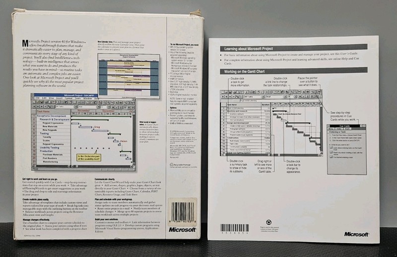Windows Microsoft Project v4.0 Vintage Software 3.5" DISKETTES *Untested As-Is* gallery