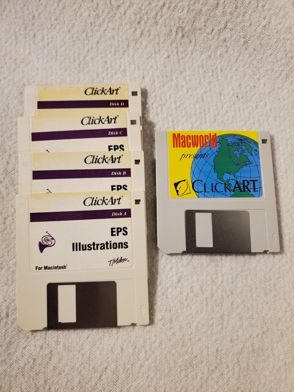 Vtg Click Art 3.5″ Floppy Disks for Apple Macintosh TI Maker ~ EPS Illustrations