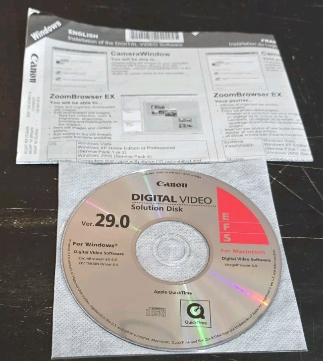 Canon Digital Video Solution Disk Ver 29.0 For Windows Macintosh ZoomBrowser EX