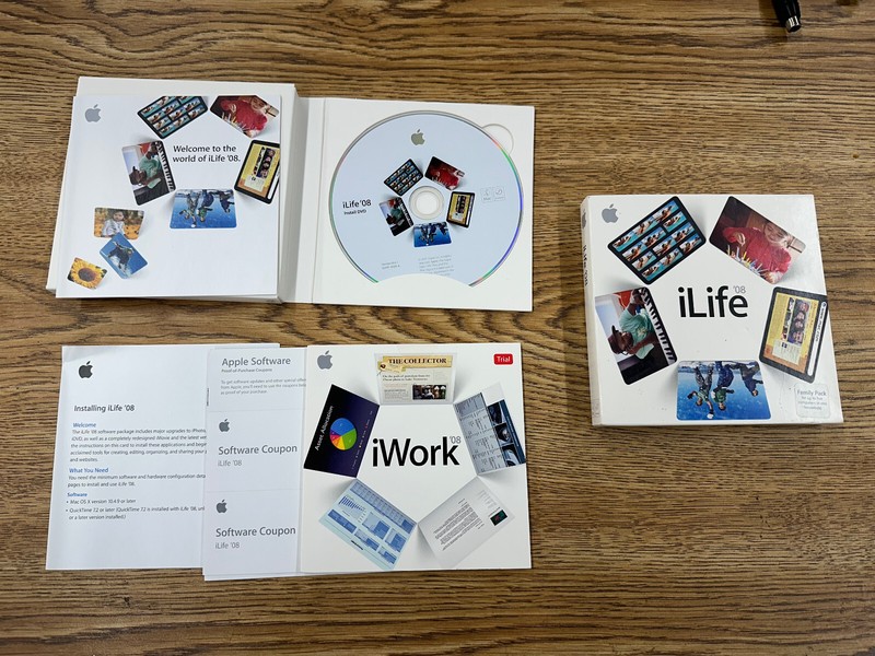 APPLE iWork 08 RETAIL VERSION & APPLE iLife 08 FAMILY PACK w/ BOXES