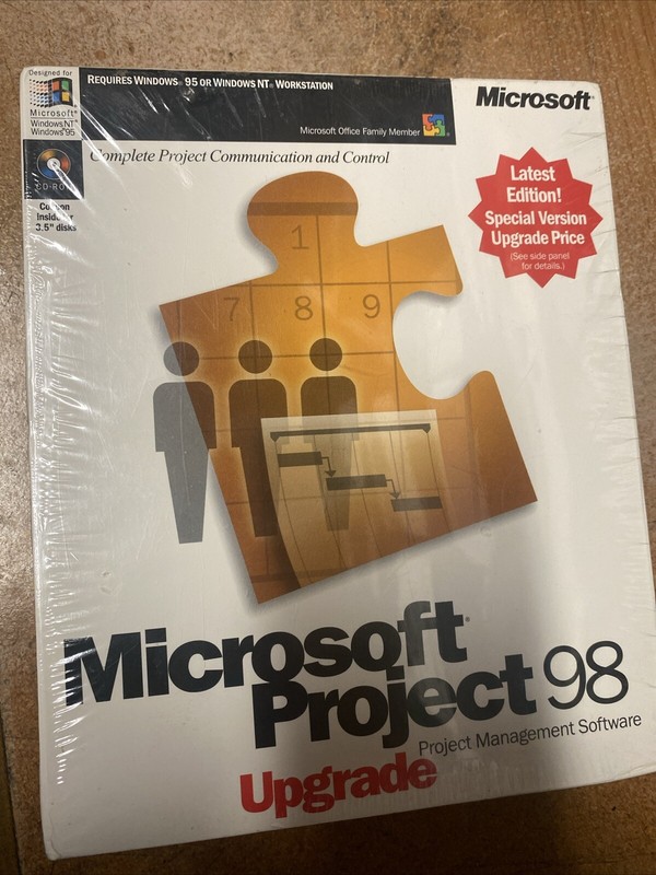 Microsoft Project 98 Project Management Software Upgrade New Factory Sealed