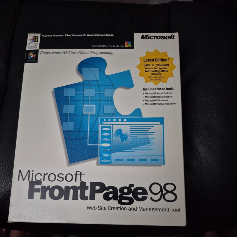 Microsoft FrontPage 98 Full Version For Windows In Original Box With Guide