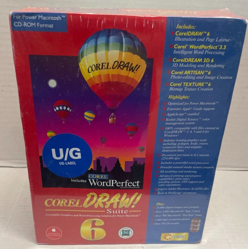 Corel Draw Suite 6 For Power Macintosh 3 Disc – Rare Vintage SEALED Mac Software