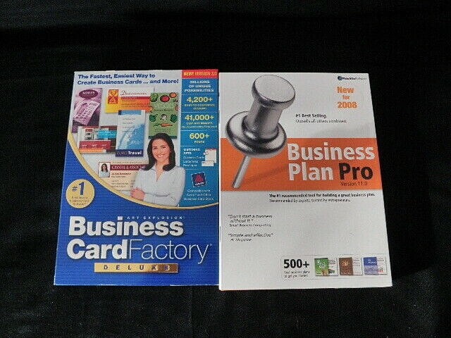 LOT OF 2 BUSINESS CARD FACTORY DELUXE BUSINESS PLAN PRO CD ROM COMPUTER SOFTWARE gallery