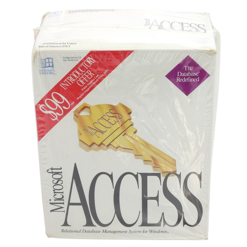 Microsoft Access 1.0 Retail Box 5.25″ Disks Vintage Database Software Sealed