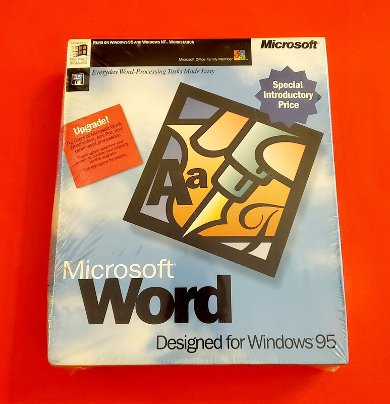 Microsoft MS Word for Windows 95 & NT Upgrade 3.5″ Floppy Disks Factory Sealed!