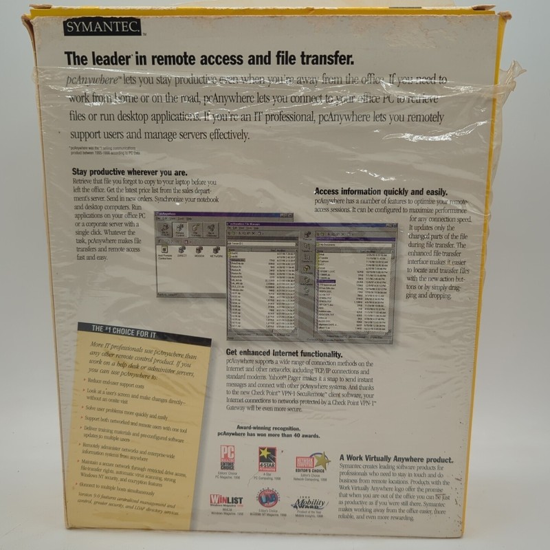 SYMANTEC PC Anywhere Version 9.0 Software w/ CD-ROM and Cables NEVER USED - CS10 gallery