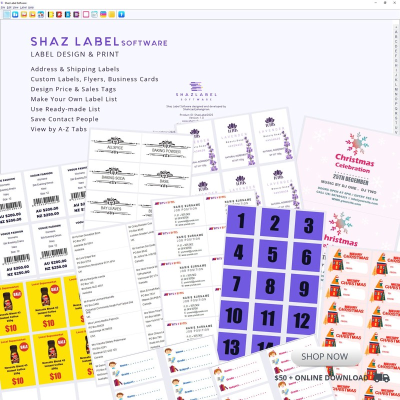 Label Maker Shaz Label Software Printer Shipping Address Design App AT SOFT05