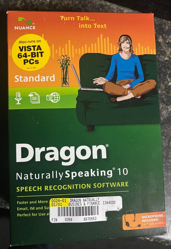 Dragon Naturally Speaking 10 Standard Speech Recognition Software (PC) SEALED