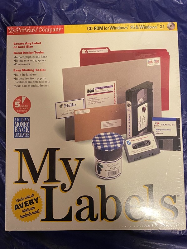 My Labels CD-Rom Brand New Windows 95 And 3.1 NEW SEALED