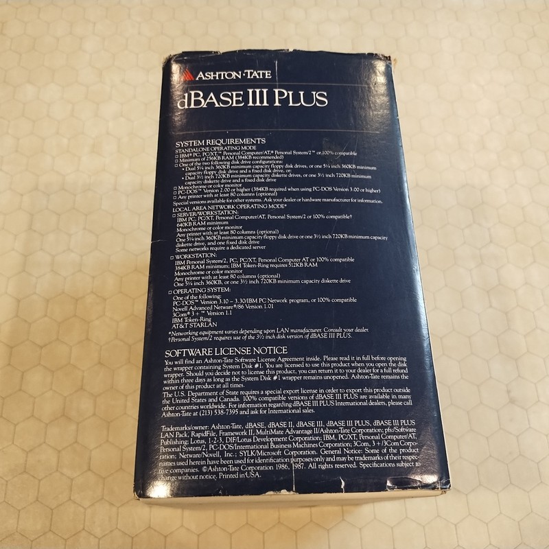 dBase III Plus, Ashton-Tate, 3.5" disks, original box/manuals, database, 1987! gallery