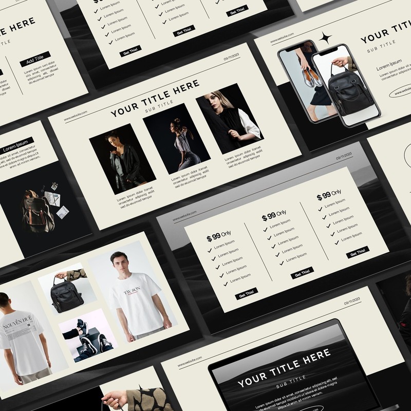Black and White PowerPoint Template – Minimalist Monochrome Fashion Presentation