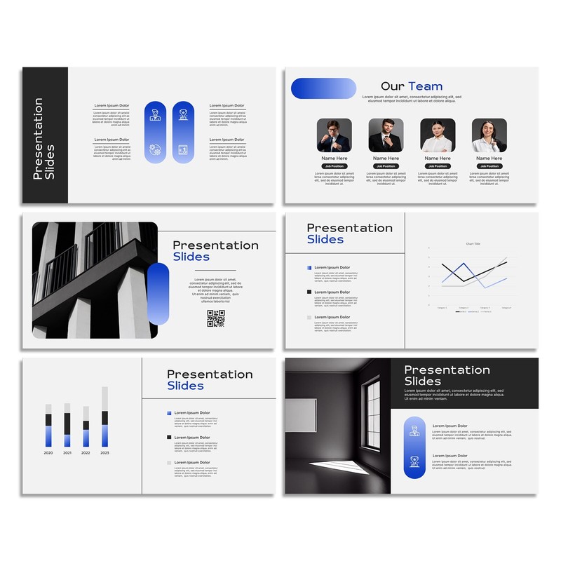 Modern PowerPoint Template - Minimalist White, Blue & Black for Business gallery