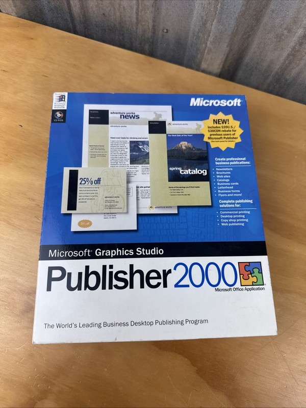 MICROSOFT GRAPHICS STUDIO PUBLISHER 2000 CD-ROM BIG BOX BRAND NEW SEALED