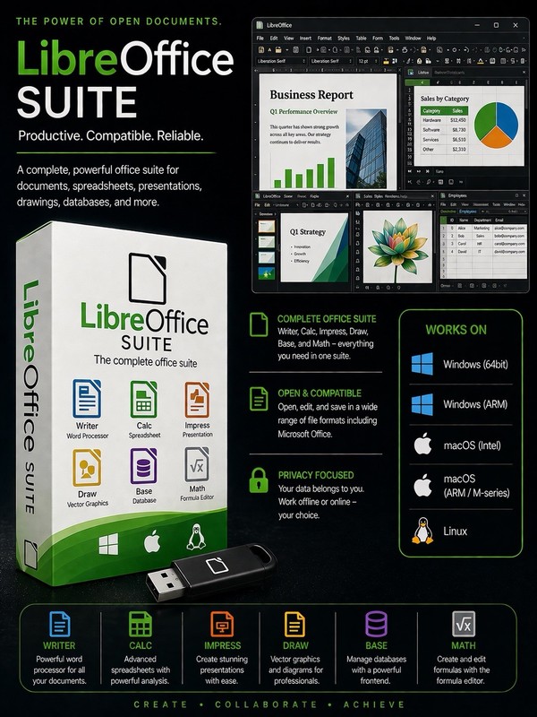 LibreOffice Software Suite | Windows Mac Linux | Home Student Business | 2026