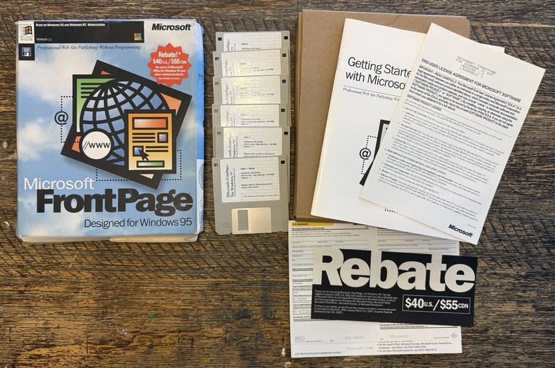 Microsoft Frontpage For Windows 95 3.5” Floppy Brand CIB Hard To Find