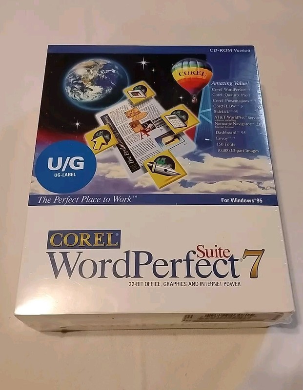 VTG Corel WordPerfect 7 Suite Software For Windows 95 Brand New Old Stock Sealed