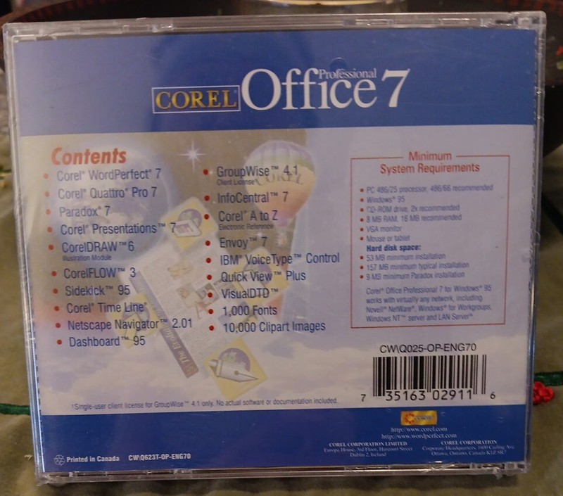 Corel Office 7 Professional No Box But Sealed Vintage 1996 gallery